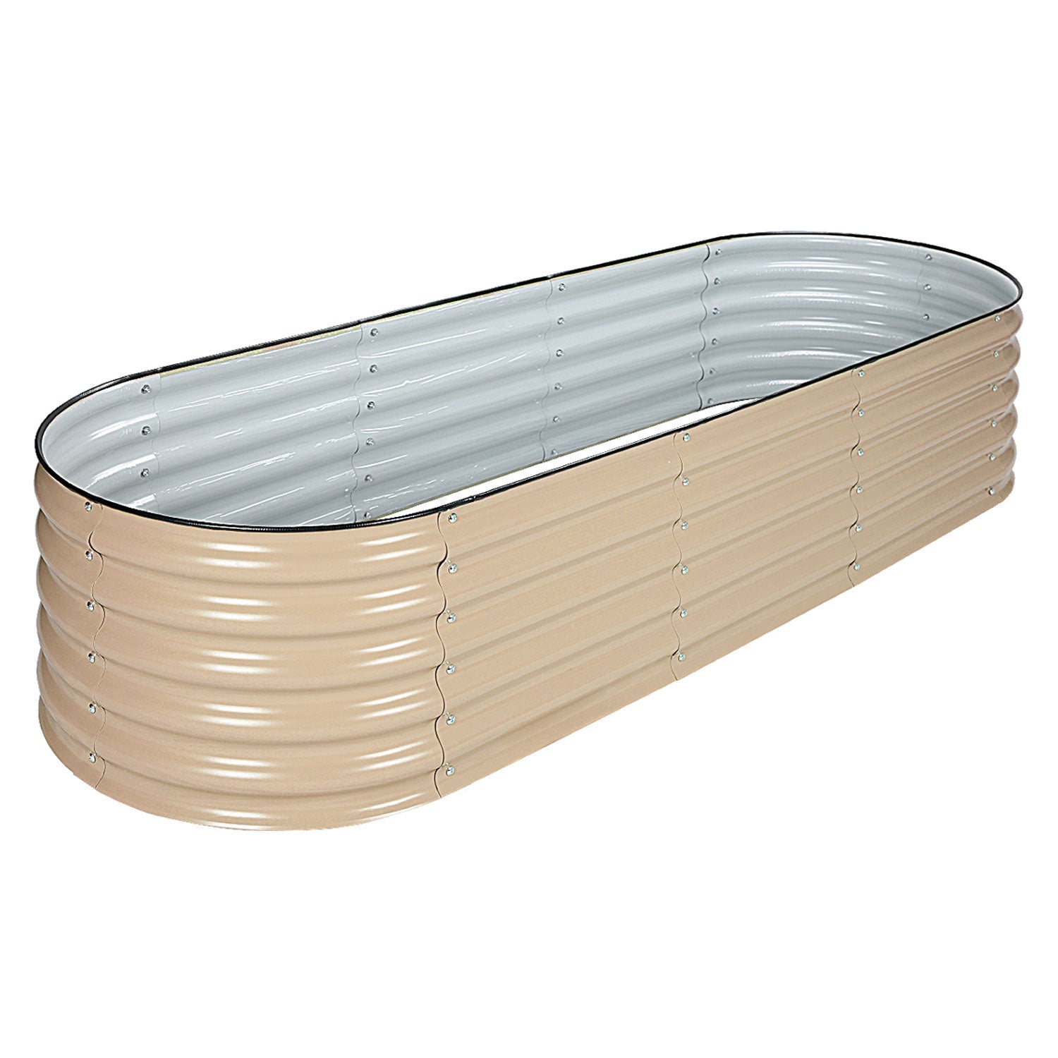 Oval Modular Aluzinc Raised Garden Bed- Silver - Aoodor LLC